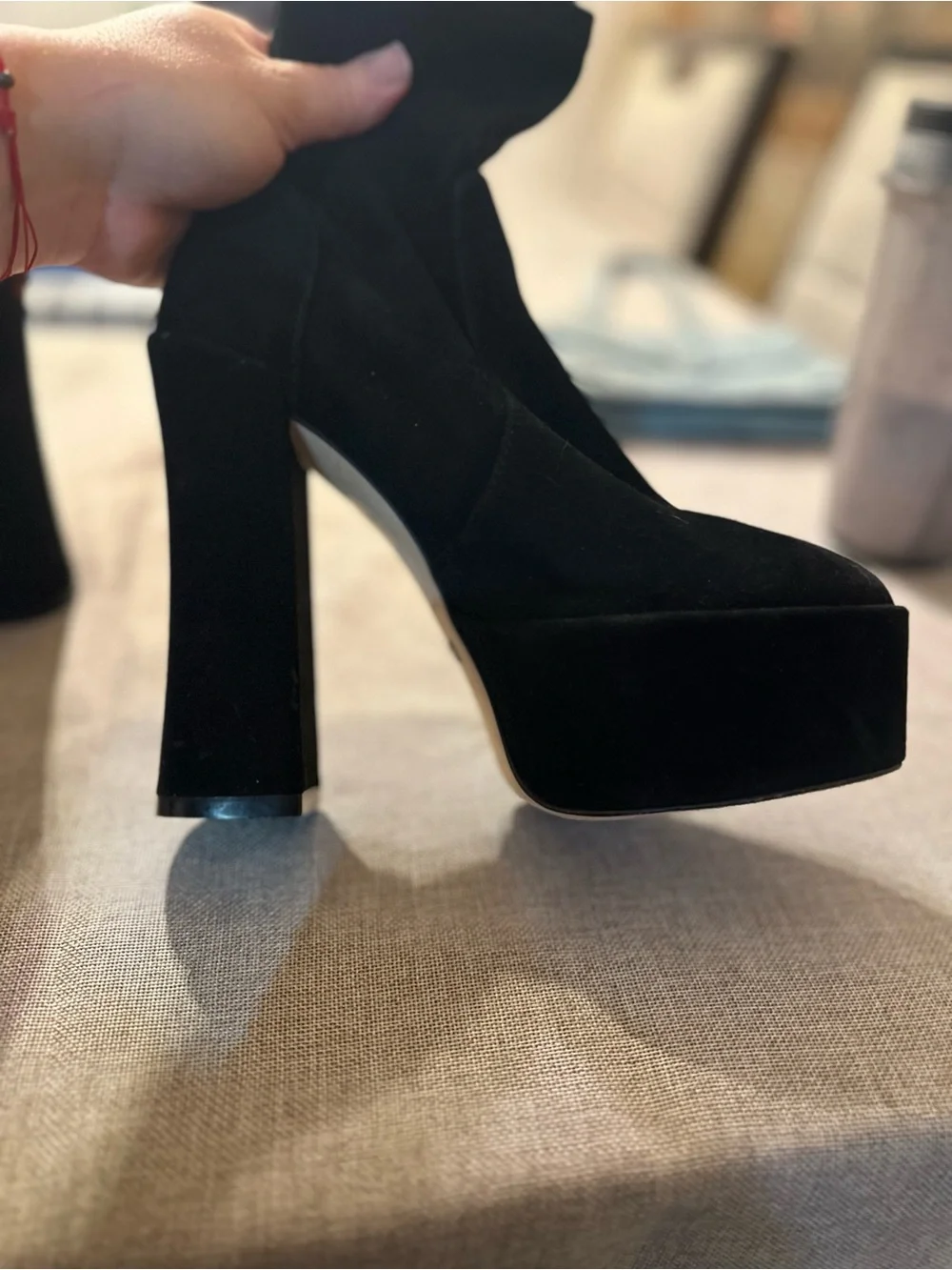 Stuart Weitzman Black Suede Platform Ankle Boots